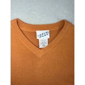 Irvine Park Mens Small V-Neck Sweater Rust Acrylic Knit Pullover (Little Flaw)
